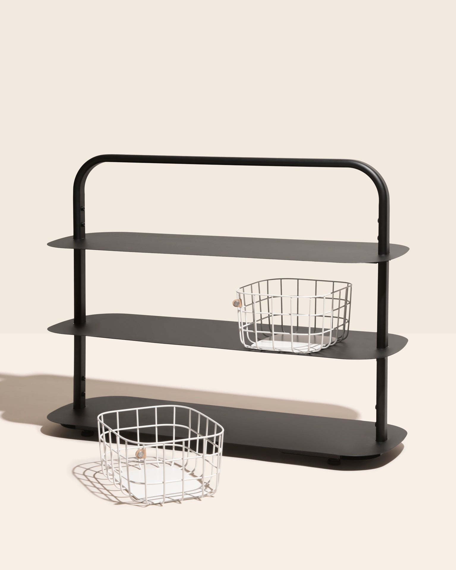 Entryway Rack + 2 Medium Baskets, Black | Open Spaces