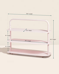 The Open Spaces Entryway Rack with dimensions on a cream background. 