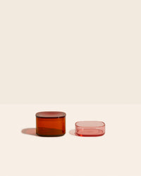 The Amber & Light Pink 2 piece Storage gems on a cream background. 
