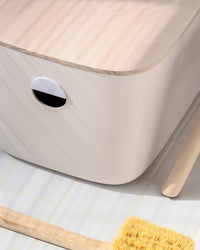 Open Spaces Multi-Purpose Storage Bins with Wooden Lids (Set of 2