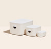 The Open Spaces Trio Bin Set with plastic lids on a cream background. 