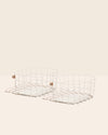 Two Open Spaces Cream  Medium wire basket on a cream background. 