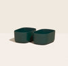 Open Spaces - Two small storage bins placed side by side in Dark Green.